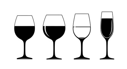 A collection of different types of wine glasses