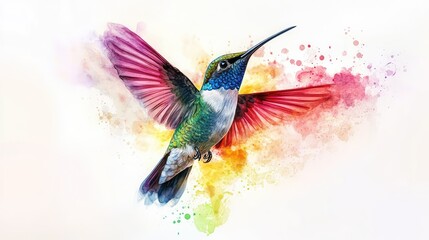 Obraz premium vibrant water color hummingbird