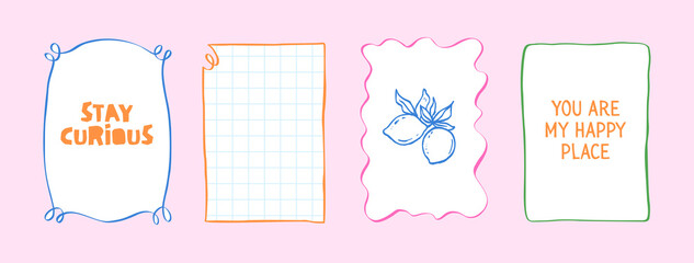 Whimsical Doodle Frames and Borders. Vector Wavy Decorative Frames Set with Hand-Drawn Lines and Coquette Charm