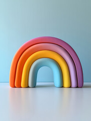Fototapeta premium Pastel rainbow clay arches on a light blue background