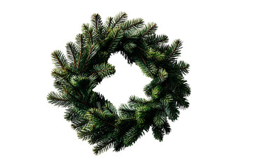 christmas wreath on white background