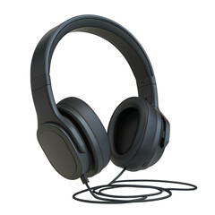 Black over-ear wired headphones isolated