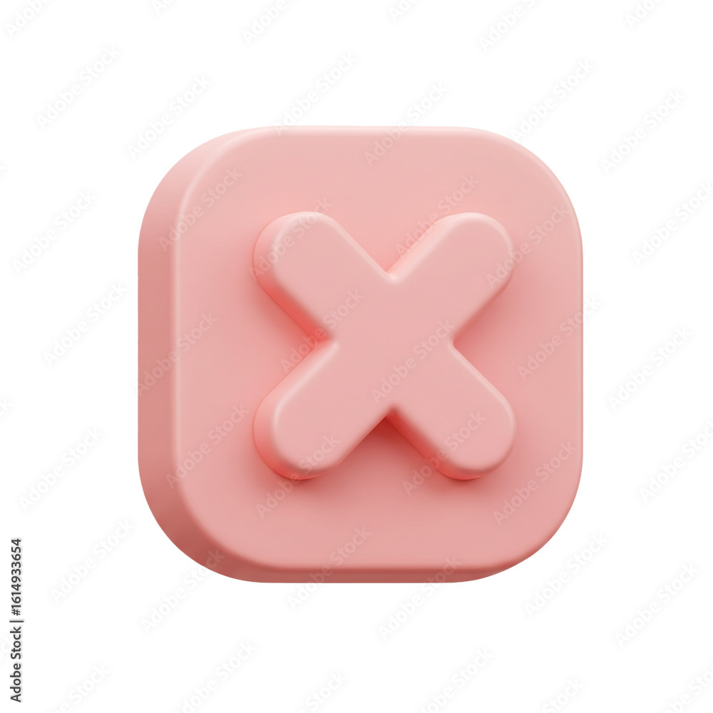 Poster a smooth pastel pink x mark rendered in three dimensions conveys a clear message of denial or an uns