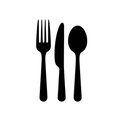 A black fork, knife, and spoon 