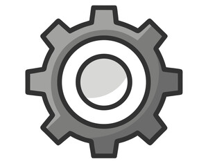 Sleek grey gear icon for smooth operations and technical prowess, perfect for your next industrial design