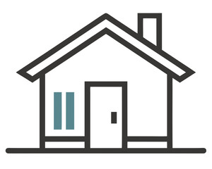 Simple house icon, modern home outline for real estate, architecture and family designs for property business