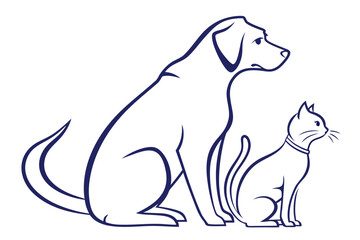 Obraz premium Stylized Line Art of Dog and Cat Companions 1.