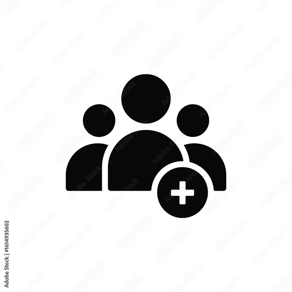 Poster add new member or user to group icon vector