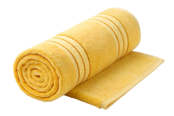 Rolled Yellow Terry Cloth Bath Towel for Bathroom Spa and Gym