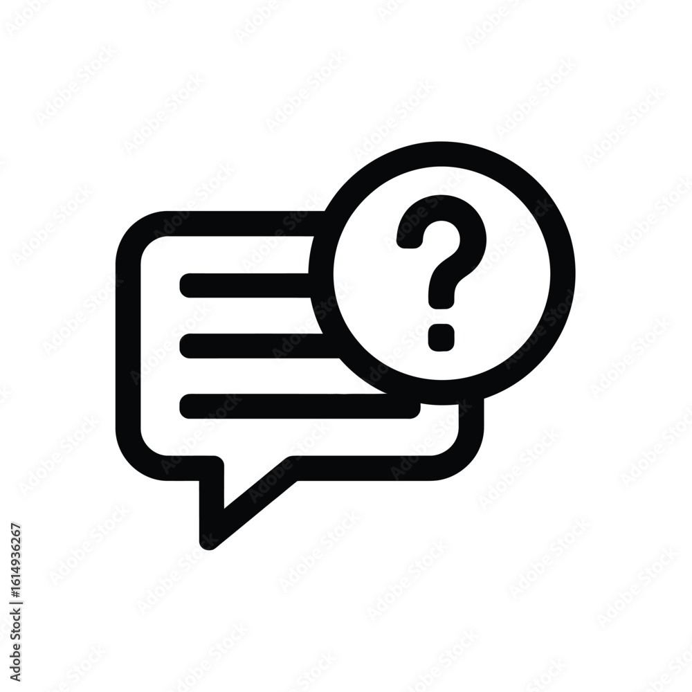 Poster question mark in speech bubble icon for help and support