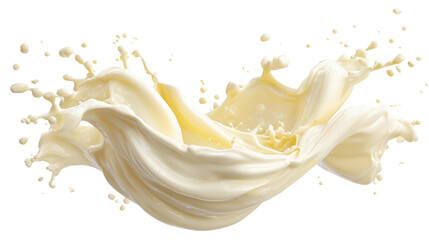Splash of creamy mayonnaise flying in the air isolated transparent background