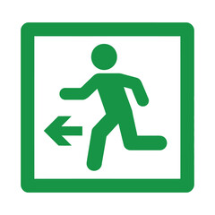 Minimalist Green Emergency Exit Sign Icon with Running Person