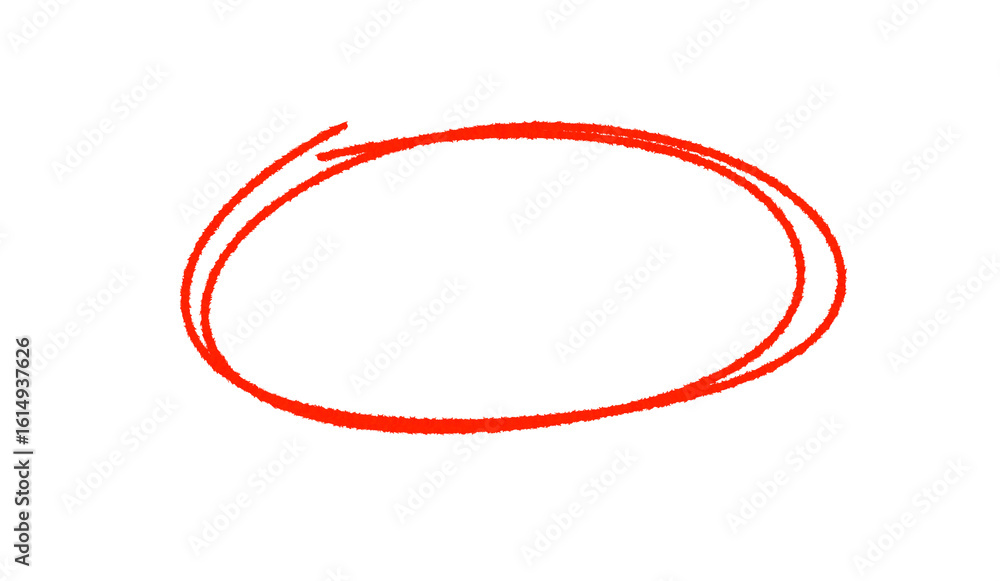 Poster rough drawn red oval highlighting element, perfect for emphasis or selection in creative projects on