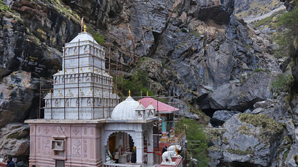 View of a Jain temple proximal to Bheem Pul in the Mana Village, located near Badrinath, Chamoli in...