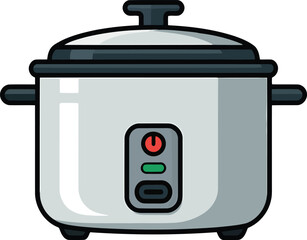 Rice Cooker Illustration for Kitchen Appliances and Asian Cuisine Preparation at Home