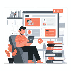 A student is studying online