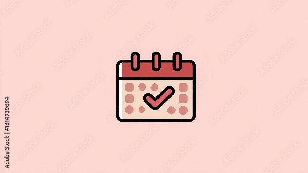 Poster Simple calendar icon with a check mark.