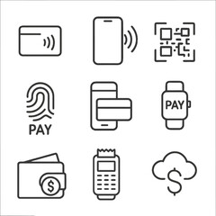 Minimalist digital payment icons set for modern transactions