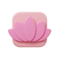 A delicate pink lotus flower design floats gracefully showcasing petals in a soft and minimalist three-dimensional style.