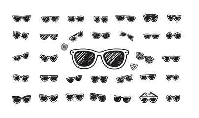  doodle hand drawn sunglass silhouette