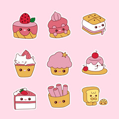 Cute pink cupcakes stickers
