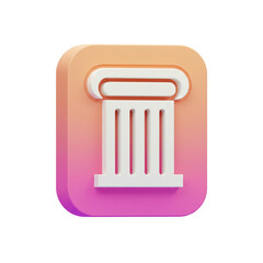 A stylized illustration of a classical column icon set against a gradient shape suggesting digital design or architectural concepts.