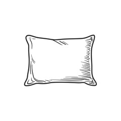 Hand drawn sketch of a pillow on white background illustration