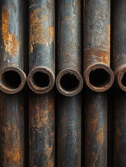Close-up of weathered rusty metal pipes with a vintage texture.