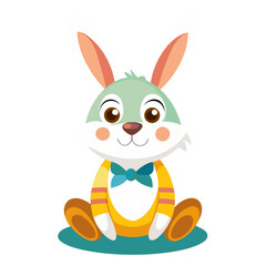 A cute cartoon rabbit character sitting in a friendly pose,no background vector file.