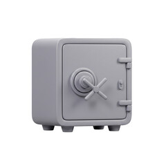 A secure metal box featuring a round handle and a cross-shaped lever suggests safety and protection for valuable possessions.