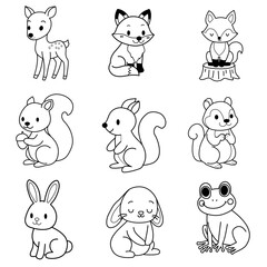 Cute Woodland Baby Animals Clipart Set | Fox, Deer, Bunny, Owl, Bear, Squirrel