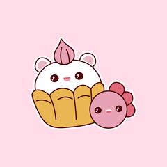 Cute pink cupcakes stickers