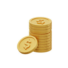 Golden coins stacked high representing wealth and financial success with a single coin positioned nearby ready to be added.