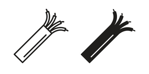 Fototapeta premium Wires icon set, line and black glyph style for food app website.