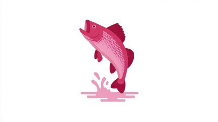 Fototapeta premium Vibrant pink fish leaping out of water.