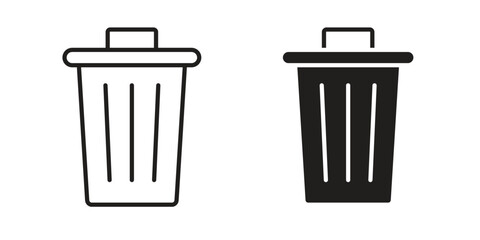 Uninstall icon set, line and black glyph style for food app website.