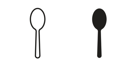 Tablespoon icon set, line and black glyph style for food app website.