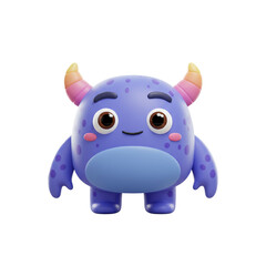 A charming cartoon creature with a friendly expression and colorful horns stands ready to greet viewers with its cheerful demeanor.