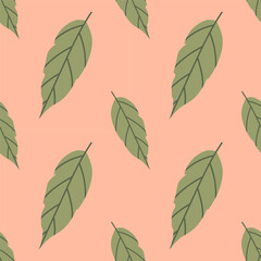 Seamless pattern with leaf of tree. For school theme, textile, fabric, wallpaper and other design.	