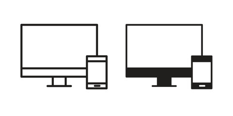 Responsive icon set, line and black glyph style for food app website.