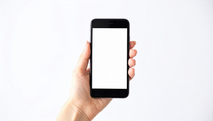 Hand Holding Mobile Device With Blank Screen
