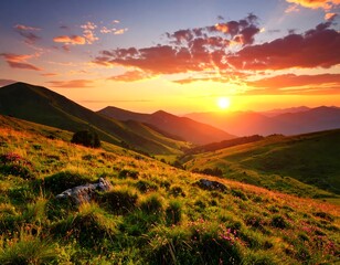 Mountain sunset panorama (2)