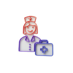 A friendly healthcare professional icon holding a medical bag, symbolizing compassion and dedication to patient well-being and assistance.
