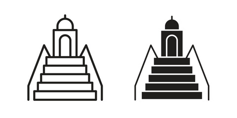 Minbar icon set, line and black glyph style for food app website.