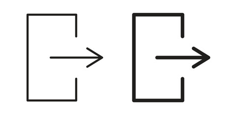 Logout icon set, line and black glyph style for food app website.