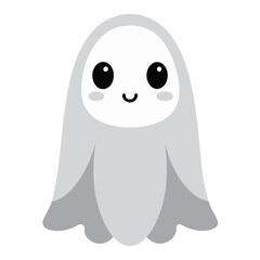 Fototapeta premium Cute ghost with smiling face simple design for halloween vector illustration