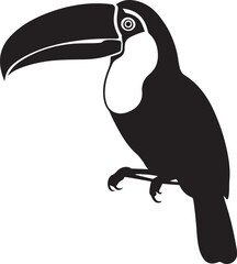 Fototapeta premium Black toucan silhouette with large beak bird