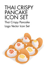 Thai crispy pancake logo vector Icon set 