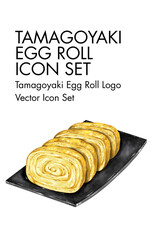 Egg roll logo vector Icon set