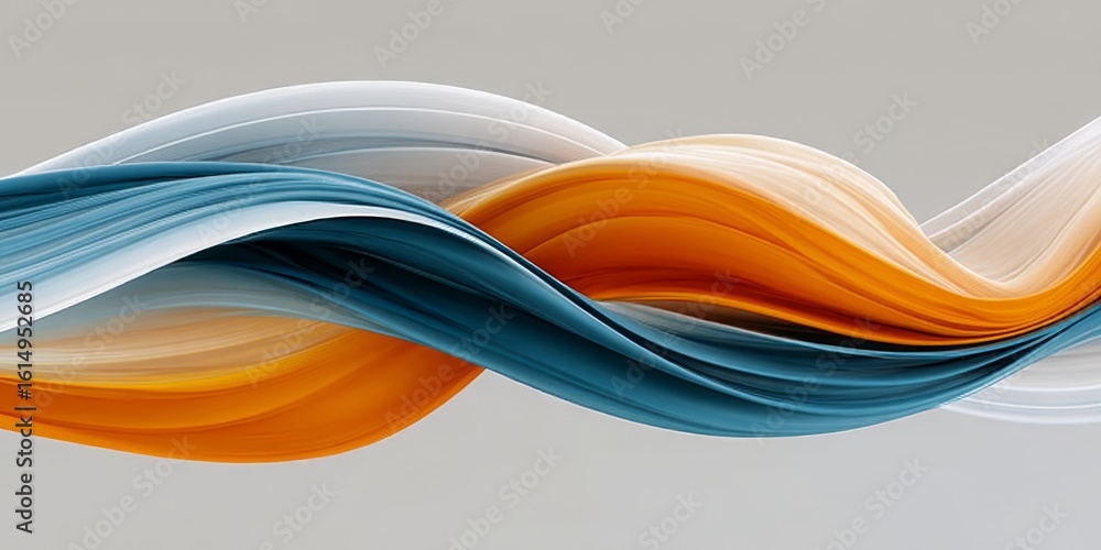 Canvas Prints abstract fluidity elegant wave motion in soft orange and blue. glossy, serene, and flowing lines.
